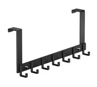 Woobroo Over Door Hooks, Heavy Duty Over Door Hanger with Rust Resistant Finish, 7 Hooks Aluminum Over Doors Coat Hooks Storage for Coats, Hats, Bags, Clothes, Towels