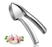 Woobroo Premium Garlic Press, Heavy Duty Garlic Crusher and Mincer, Crush Garlic and Ginger Effortlessly, No Need to Peel, Rust Proof, Easy to Clean, Dishwasher Safe, Silver