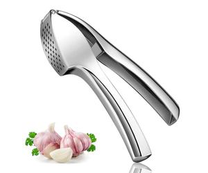 Woobroo Premium Garlic Press, Heavy Duty Garlic Crusher and Mincer, Crush Garlic and Ginger Effortlessly, No Need to Peel, Rust Proof, Easy to Clean, Dishwasher Safe, Silver