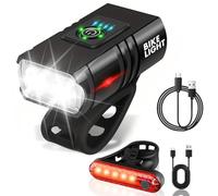 Woobroo Rechargeable Bike Lights Set Front and Back, LED Ultra Bright 6 Light Modes Bicycle Lights, Super Long Standby & IP65 Waterproof Bike Light Set, Road Mountain, Black