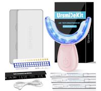 Woobroo Revolutionary Teeth Whitening Kit, 16X Dual LED Lights, Enamel Safe - IPX 7 Waterproof & 3 Teeth Whitening Pens - Non Sensitivity Formula, Removes Stains from Coffee, Tea & Smoking (Pink)