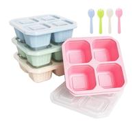 Woobroo Snack Box,4 Pack Reusable Snack Pots Meal Prep Lunch Containers Bento Lunch Boxes 4 Compartment Divided Snack Boxes with Lids and forks for Kids & Adults, School,Work and Travel