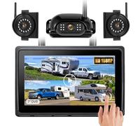 WOOCARTY Wireless RV Backup Camera System 7" 1080P Touch Screen & 3 Cameras, Compatible with Furrion Pre-Wired Plug, DVR Monitor & Waterproof Night Vision Rear Side View Camera for Trailer Truck, A13