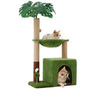 Woochpet 37" Cat Tree Tower for Indoor Cats,2-in-1 Multi-Functional Comfort with Premium Sisal Scratching Post, Large Hammock for Cat Houses with Fun Mouse Hole and Plush Toy Ball (Brown