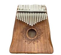 Wood 17 Key Kalimba Thumb Piano Portable, for Beach Parties Wedding Performances Finger Piano with Tune Hammer, Study Instruction(Wreath A)