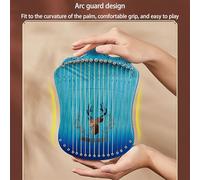Wood 17 Strings Comfortable Grip Lyre Harp for Students Adults, Lap Harp Portable Lyre Instrument for School, Camping Music Teaching(Plate Coffee+Pack+Strings)