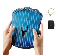 Wood 17 Strings Comfortable Grip Lyre Harp for Students Adults, Lap Harp Portable Lyre Instrument for School, Camping Music Teaching(Box Gradient Coffee+Pack+Strings)