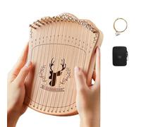 Wood 17 Strings Comfortable Grip Lyre Harp for Students Adults, Lap Harp Portable Lyre Instrument for School, Camping Music Teaching(Box Log+Pack+Strings)