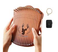 Wood 17 Strings Comfortable Grip Lyre Harp for Students Adults, Lap Harp Portable Lyre Instrument for School, Camping Music Teaching(Box Gradient Blue+Pack+Strings)