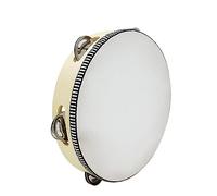 Wood 8 Inch Tamborine Rhythm Training Tambourine for Kids for Children's Early Education, Party Hand Drum Percussion Metal Jingles