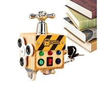Wood Activity Cube LED Early Learning Ammeter On-Off Button Toy | Kids Wooden Educational Activity Center for Boys Girls Young Children Focus Curiosity Language Preschool Kindergarten