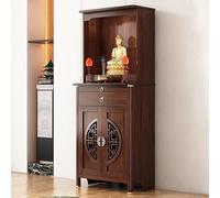 Wood Altar Cabinet with Drawer, Tall Buddha Shrine with Adjustable Shelves, Traditional Chinese Personal Prayer Table, Prayer and Incense Storage Display(60cm/23.6in)