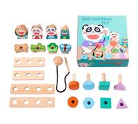 Wood And Bolts Toy Construction Building Blocks Kit For Kid 3+ Years Color Shape Recognition Matching Activities Color Recognition Fine Motor Skill For Preschoolers For Kids Matching Game Wood