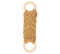 Wood and Cotton Rope Towel Holder Ring for Kitchen & Bathroom - Hand-Woven Hanging Dish Towel Organizer, Stylish Decorative Hook(Brown)