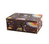 Wood and Leather Treasure Chest with Lid and Lock-Decorative Jewelry Keepsake Storage Box for Kids, Teenagers,for Birthday Wedding Nursery Office Home Decoration, Mysterious Pattern, 9.3 * 6.5 * 3.7"
