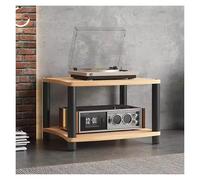 Wood and Metal Stereo Stand for Small Spaces Multi Tier Audio Component Media Cabinet Perfect for Home Theater and Living Room nization