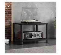 Wood and Metal Stereo Stand for Small Spaces Sturdy Multi Tier Audio Component Media Cabinet Elegant Storage Solution for Home Theater and Living Room