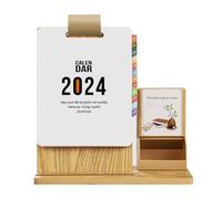 Wood and Paper Desk Calendar | pen holder, phone holder, color-coded months, to-do lists, durable