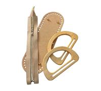 Wood and PU Leather D Handle Zipper Craft Bag Making Accessories Set for Elegant Weaving and DIYer Projects Wooden D Hoop Belts Crochet Bottom with Straps and Zipper Knitting Bottoms Craft Making