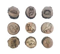 Wood Animal Tracks Playdough Stampers - 9 Paw Print Stamp Rubber Stamps for Kids