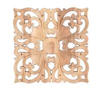 Wood Applique Furniture Decoration European Style Carved Onlay Door Cabinet Wall Decor Rubber Wood Decorative Flower Board Home Interior Design(24x24cm)