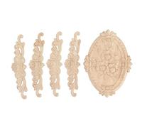 Wood Appliques Decorative Carved Corner Onlay, Rubber Wood, 5 Pieces - Exquisite Carved Design, Precise Size, Ideal for Cabinet Doors and Furniture Decoration