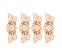 Wood Appliques, Wood Appliques for Furniture 4Pcs Carved Applique Wood Onlays Appliques Decorative Wood Appliques for Cabinet Closet Door Wall DIY Crafts Project (Type D)