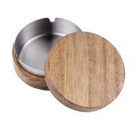 Wood Ashtrays with Lid Covered Windproof Ashtray with Stainless Steel Liner8719