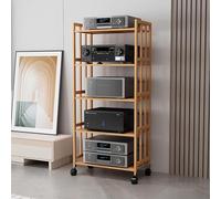 Wood AV Media Stand, Audio-Visual Shelving Stereo Cabinet, Corner Media Cabinet for Record Player & Gaming, Audio Rack Tower, Modern Stereo Console Storage, Durable AV Rack.
