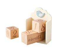 Wood Baby Monthly Landmark Card Blocks Square Engraved Newborns Birthday Landmarks Board Photography Props