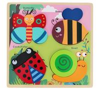WOOD baby puzzle, LARGE educational puzzle, 8m+ BamBam. (Animals in the Garden, Uni)
