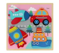 WOOD baby puzzle, LARGE educational puzzle, 8m+ BamBam. (Vehicles, Uni)