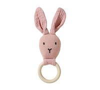 Wood Baby Rattle Baby Toy Handmade Newborn Toy Early Development Grips Long Ear Animal Rattle for Boys Girls Natural Wood Teether Newborn Gift