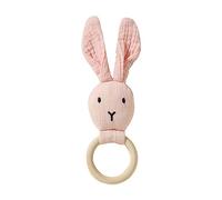 Wood Baby Rattle Baby Toy Handmade Newborn Toy Early Development Grips Long Ear Animal Rattle for Boys Girls Natural Wood Teether Newborn Gift