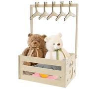 Wood Baby Shower Basket Baby Shower Crate Closet with Portable Handle Large Capacity Baby Storage Crate with 5 Hangers for New Born Baby Shower