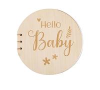 Wood Baby Shower Guest Book, Baby Shower Sign in Book Round Baby Shower Guest Book Hello Baby Guest Advice Book with Blank Pages for New Parents and Expecting Mothers