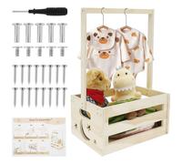 Wood Baby Storage Crate Closet, Smooth Wooden Baby Shower Basket, Baby Shower Hamper Basket for Newborns Baby Storage Crate with Handle Welcome Basket for New Born Baby Shower New Parents (C)