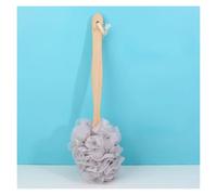 Wood Back Scrubber for Shower Wall Mount Bath Brush with Long Handle Can Produce Rich Foam for Men Women Elder(Gray)