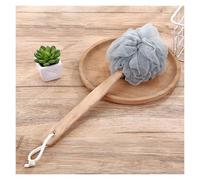 Wood Back Scrubber for Shower Wall Mount Soft Bath Brush Long Handle Can Produce Rich Foam for Men Women Elder(Gray)
