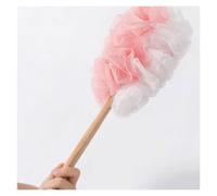 Wood Back Scrubber for Shower Wall Mount Soft Bath Brush Long Handle Can Produce Rich Foam for Men Women Elder(Pale red)