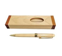Wood Ballpoint Pen Set with Pencil Case Ergonomic Grip Wood Signing Pen with Metal Clip for Professional Collectors Engraved Ballpoint