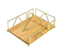 Wood Base Napkin Holder Metal Frame Black(Gold)