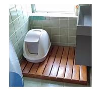 Wood Bath Mat,Wood Duck Rectangular Bamboo Bath Mat, Non-Slip Waterproof Shower Floor Mat for Bathroom, Spa, Sauna, Patio, Pool - Durable Brown Wooden Mat (W90xL95cm)