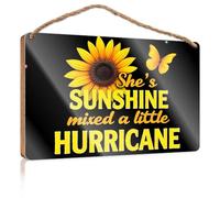 Wood Bathroom Decor Sunshine and Hurricane: A Unique Blend Wooden Sign Personalized Front Door Sign Indie Room Decor(15X28CM)