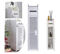Wood Bathroom Storage Cabinet Toilet Paper Roll Holder Free Standing Organizer