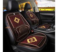 Wood Beaded Comfort Seat Cover with Cooling Ventilated Mesh Lumbar Back Brace Massage Support Cushion for Car Seat Chair