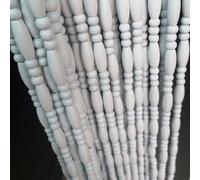 Wood Beaded Curtain Hanging String Bead Room Divider Retro Decor for Bedroom Living Room Balcony Kitchen Doorway White 30 Strands (60x120cm)