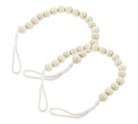 Wood Beaded Curtain Tiebacks Rope Holdbacks 2pcs Beige for Drapes