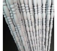 Wood Beaded Curtains - Retro Hanging String Bead Panels for Room Divider, Fly Screen Decor for Bedroom, Living Room, Balcony, Patio & Kitchen Doorway, White, 60 Strands (120x200cm)
