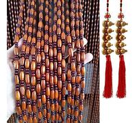 Wood Beaded Door Curtain 60x180cm Decorative Fly Screen Panel Room Divider 50 Strands Available in 80x180cm 90x200cm 110x200cm 120x200cm Stylish Home Decor
